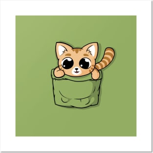 Cute Orange Pocket Cat Posters and Art